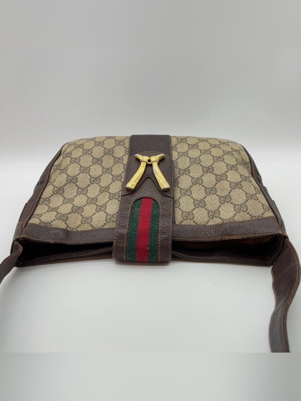 Auth Gucci GG Supreme Sherry Line Riding Boots Brown Shoulder Bag ๐ - Picture 5 of 15
